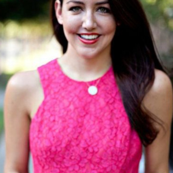 Shoshanna Hot Pink Lace Mini Sleeveless Dress Size 8 - Picture 2 of 14